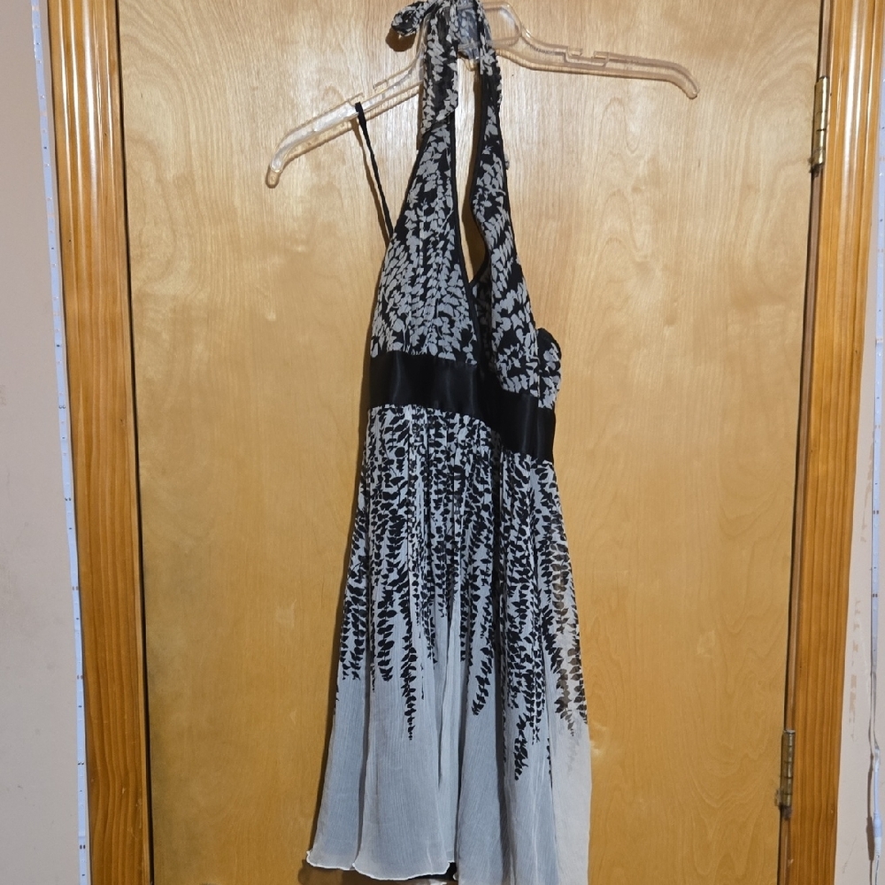 Express Black and Gray Sequin Halter Sundress